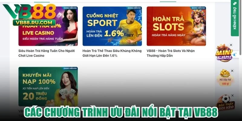 Các chương trình ưu đãi nổi bật tại VB88