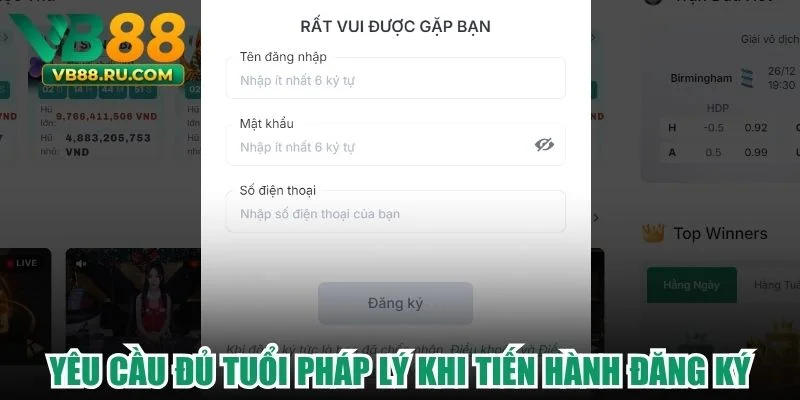 Yêu cầu đủ tuổi pháp lý khi tiến hành đăng ký